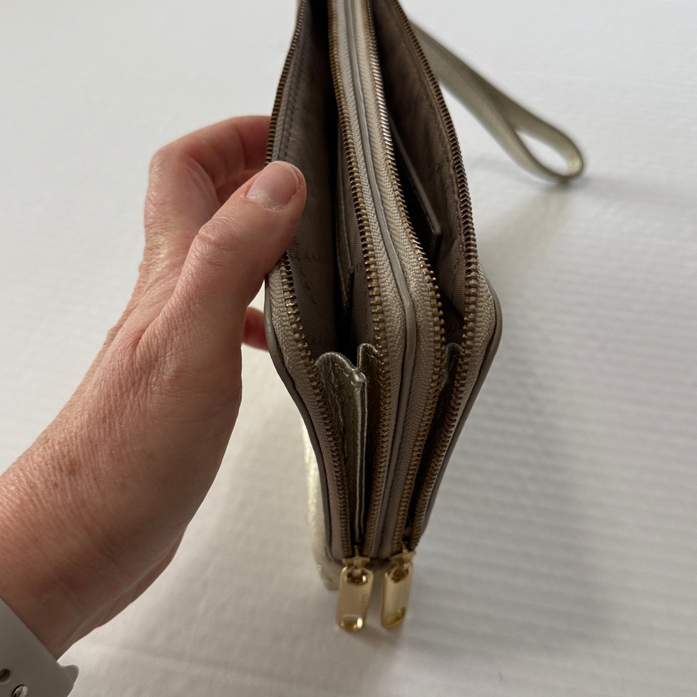 Metallic Gold Wristlet Clutch - Women's Bag - Picture 3 of 6